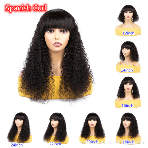 100% human hair Brazilian Remy hair wigs with Bangs Full Machine Made Wigs no Lace wigs For Women